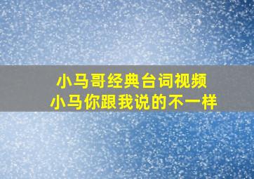 小马哥经典台词视频 小马你跟我说的不一样